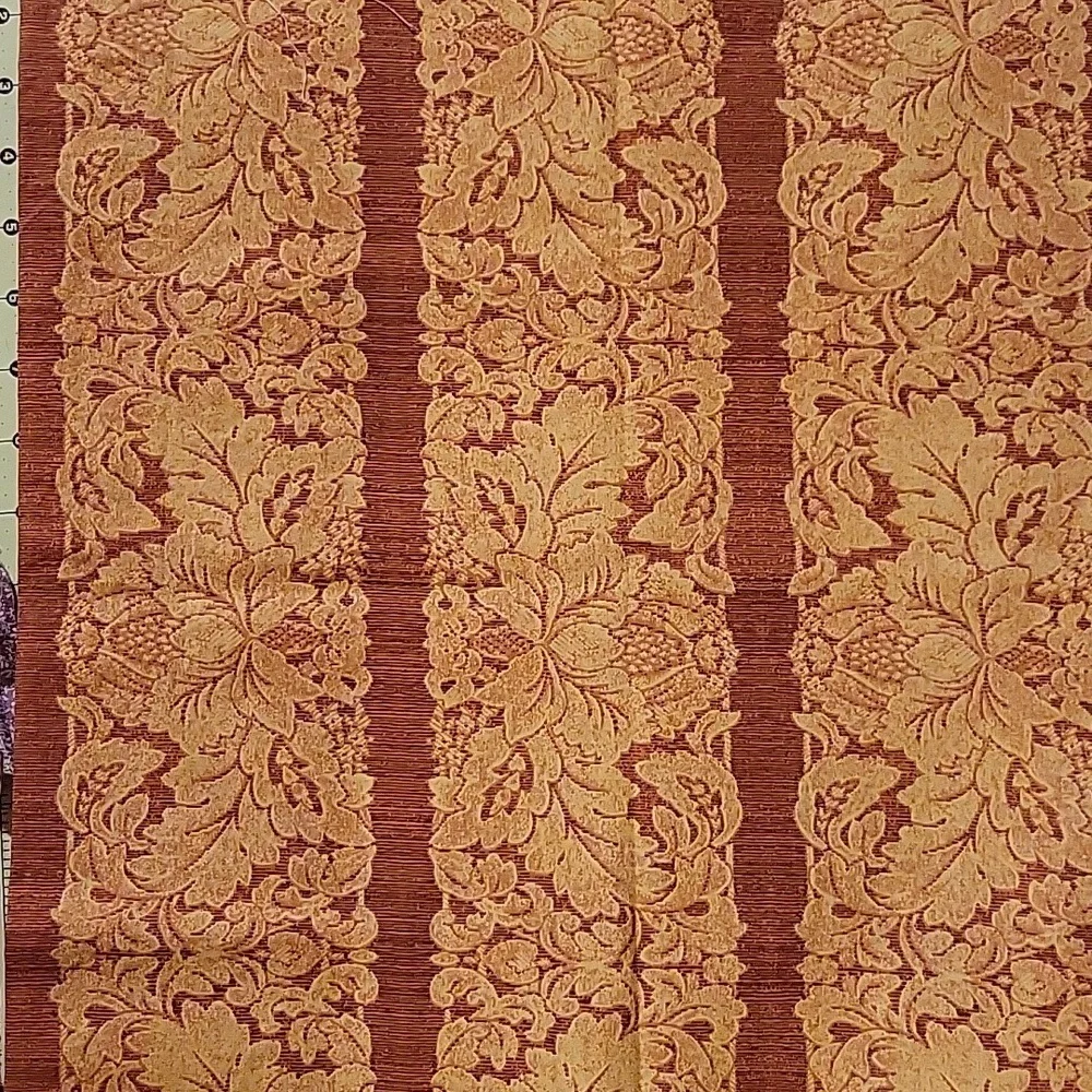 Tanish gold & brown with stripes and large flowers cotton quilt fabric 3/4 yard